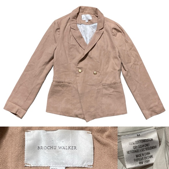 Brochu Walker 100% Cotton Blazer Women’s size Medium in Beige - Picture 1 of 7